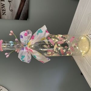 Decorative Glass Bottle with Lights and Bow